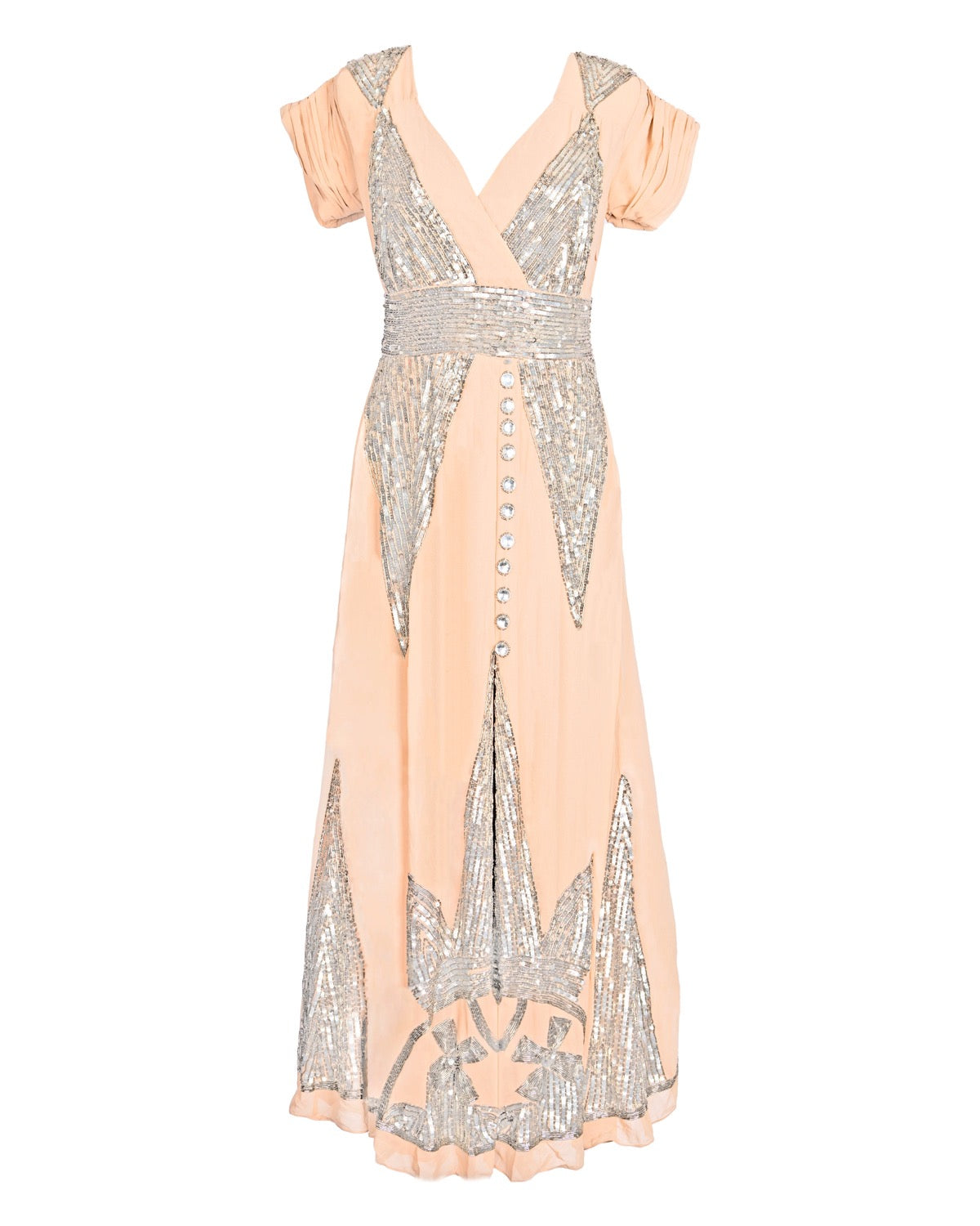 Nude Gatsby Maxi Hand Embellished Dress