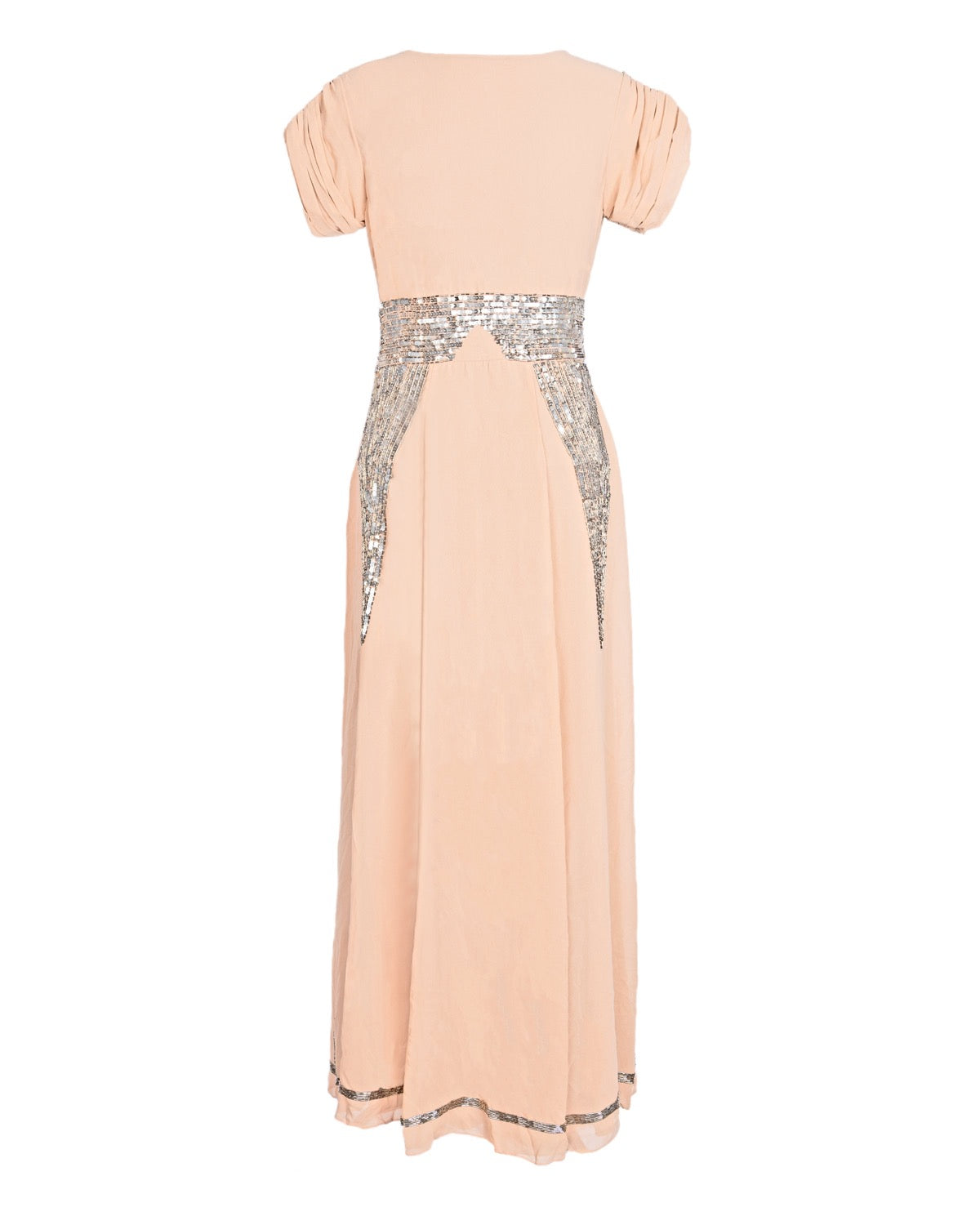 Nude Gatsby Maxi Hand Embellished Dress